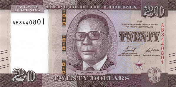 PN39a Liberia - 20 Dollars (2022)